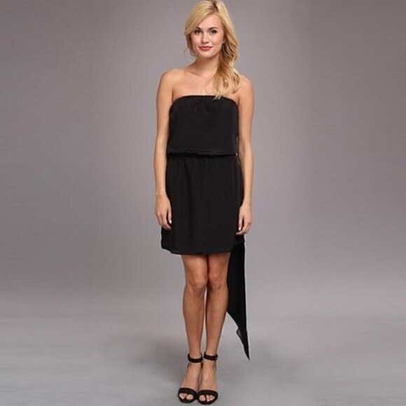 BCBGeneration Dress M NWT Asymmetrical Hem Strapless Black LBD Cocktail Event - Picture 5 of 7